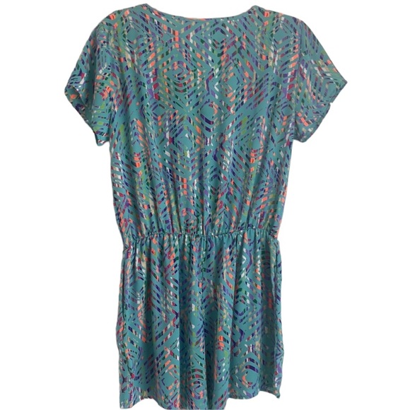 BUDDY LOVE TEAL TROPICAL COLORS ROMPER WITH POCKETS LARGE SNAP GREEN ENCLOSURE - Picture 4 of 5